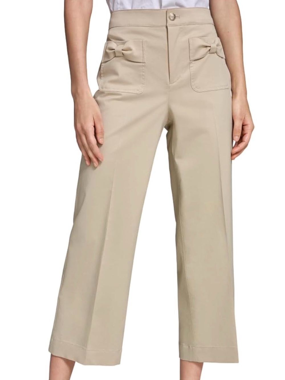 NWT Karl Lagerfeld French Beige Dainty Bow Pocket Pant - 4